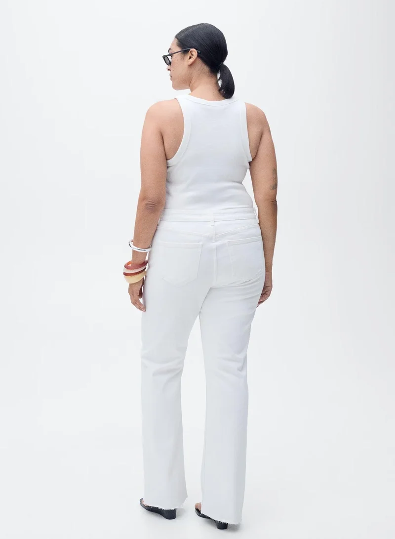 مانجو جينز فيونا بخصر متوسط وأرجل واسعة